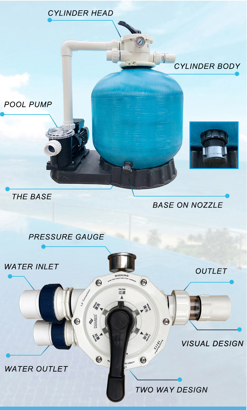 Hayward OEM Above Ground Alberca 800mm 1HP Commercial Swimming Pool Automatic Backwash Water Treatment Sand Filter With Pump Set