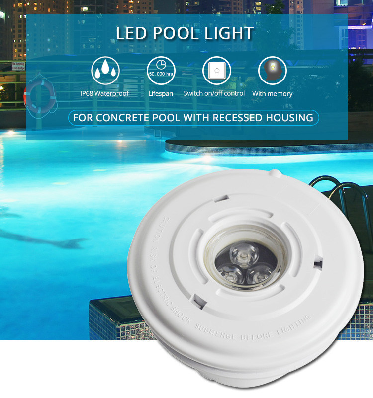 Mini Recessed LED Pool Light with Niche for Concrete Pool 