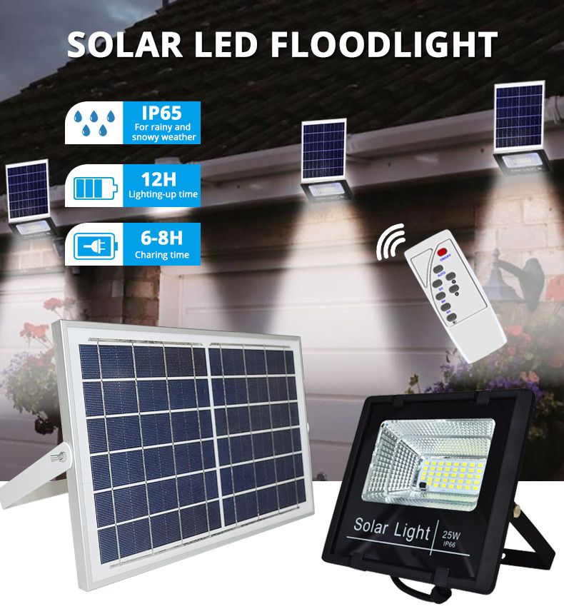 25W Outdoor Solar LED Flood Light IP65 Waterproff with Timing Function