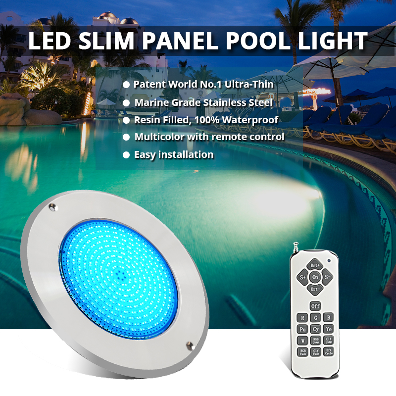 New Design Patented 3mm Super Slim All In One IP68 Pool Light 316L Stainless Steel Underwater Light Pool 