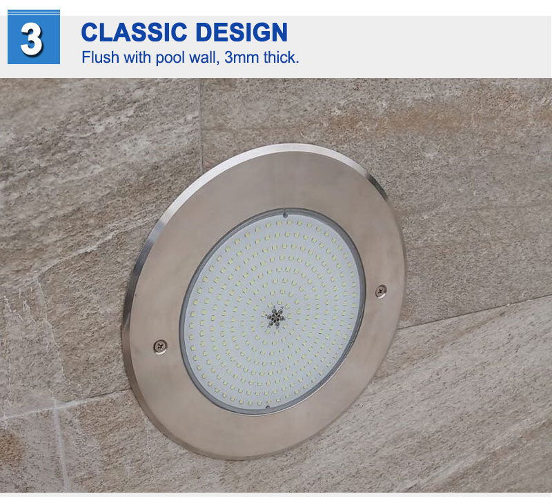 New Design Patented 3mm Super Slim All In One IP68 Pool Light 316L Stainless Steel Underwater Light Pool 