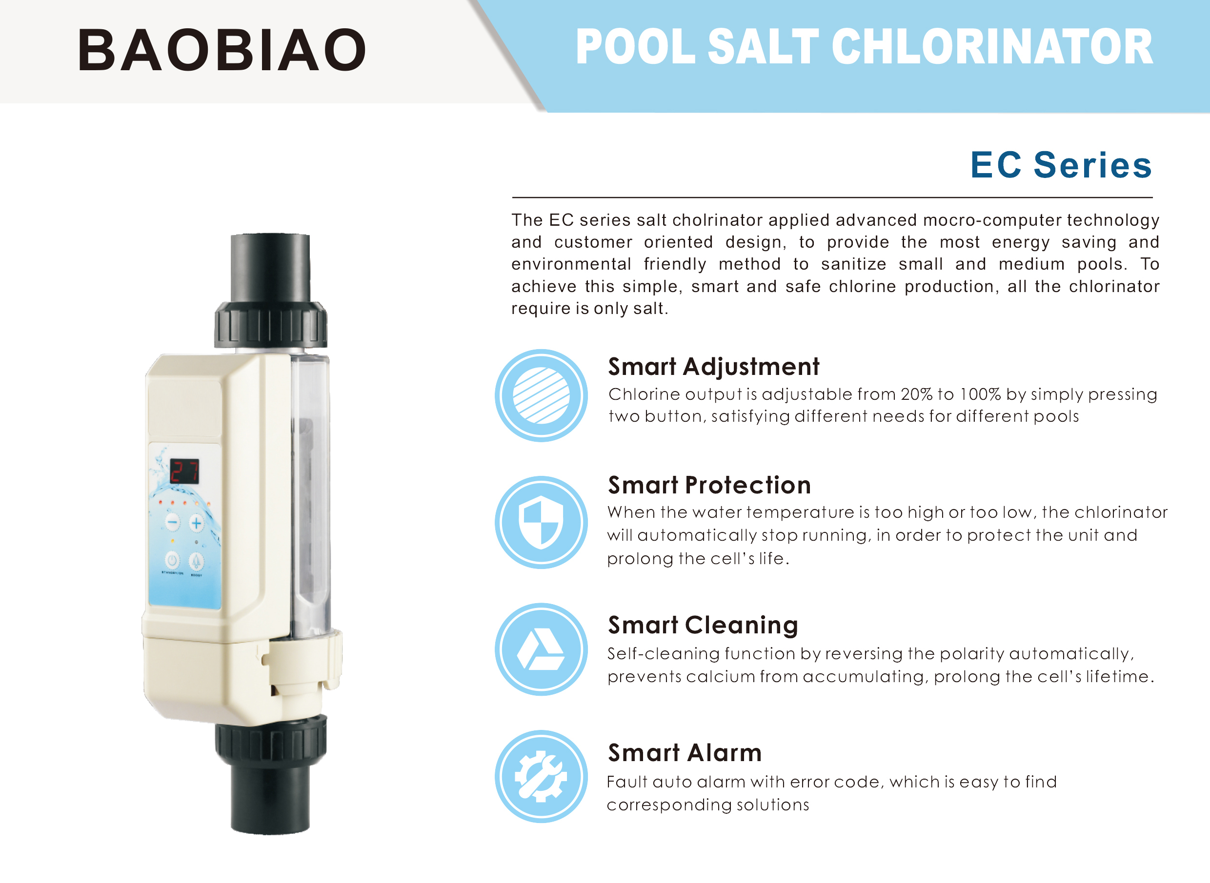 OEM Salt Water Generator System Automatic Cleaning Complete Functions Simple Operation Spa Swimming Pool Chlorinator