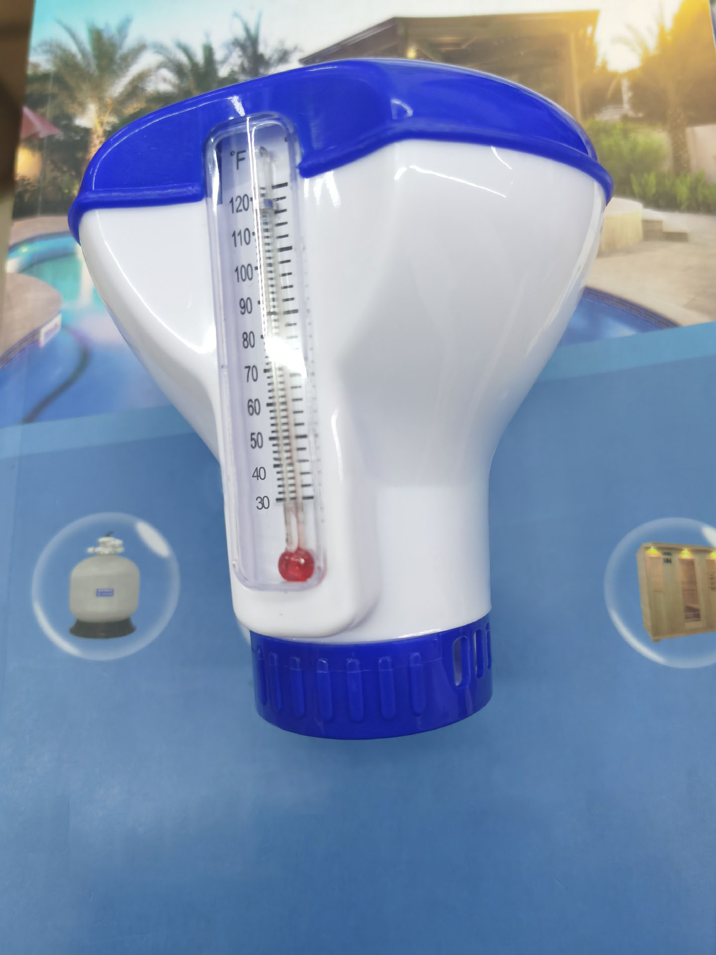 Swimming Pool Chemical Cleaning Accessories Piscina Alberca Tablet Floater Chlorine Tablet Dispenser With Thermometer