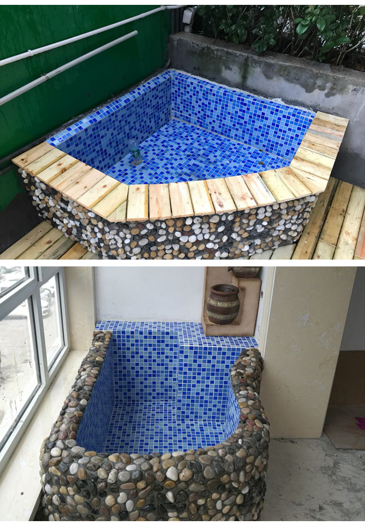 Blue Flower Ceramic Natural Stone Diamond lregular Waterjet Swimming Pool Tile Mosaic Pieces Bathroom Accessory Wall Glass 2022