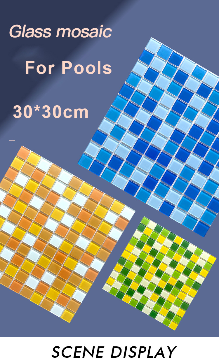 Custom Logo Black Square MIx Color Glass Salt Sale Custom Balcony Swimming Pool 3D Mosaic Floor Tile Craft Decoration New Design