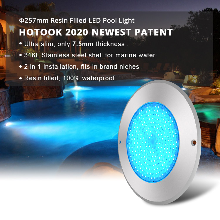  Patented 7.5mm Super Slim 2 In 1 316L Stainless Steel IP68  LED Pool Light 