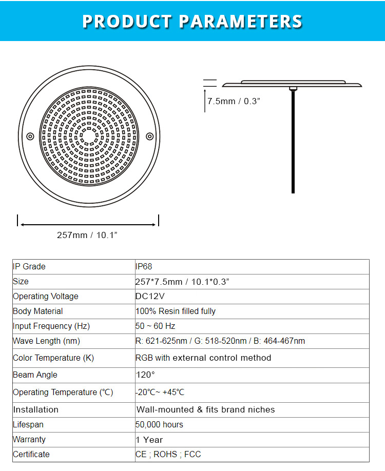  Patented 7.5mm Super Slim 2 In 1 316L Stainless Steel IP68  LED Pool Light 