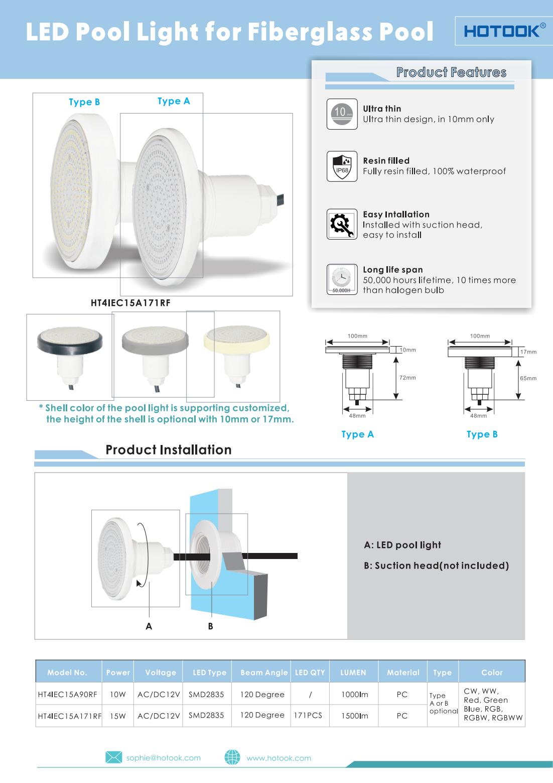Embedded led Pool Light for Fiberglass Pool Embedded led Pool Light for Fiberglass Pool