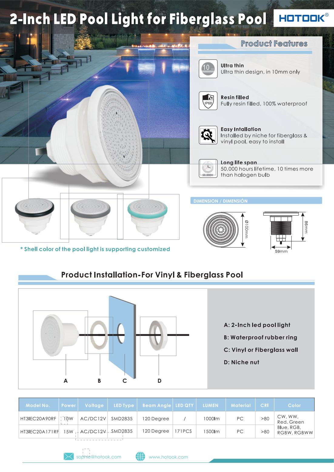 Embedded led Pool Light for Fiberglass Pool Embedded led Pool Light for Fiberglass Pool