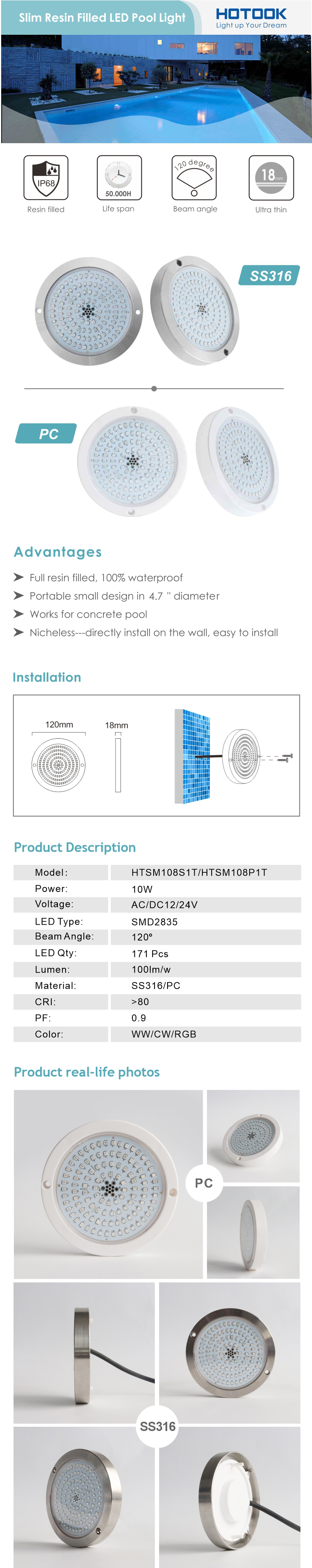 Wall Mounted D120MM PC 18MM Underwater Led Swimming Pool Light Wall Mounted D120MM PC 18MM Underwater Led Swimming Pool Light
