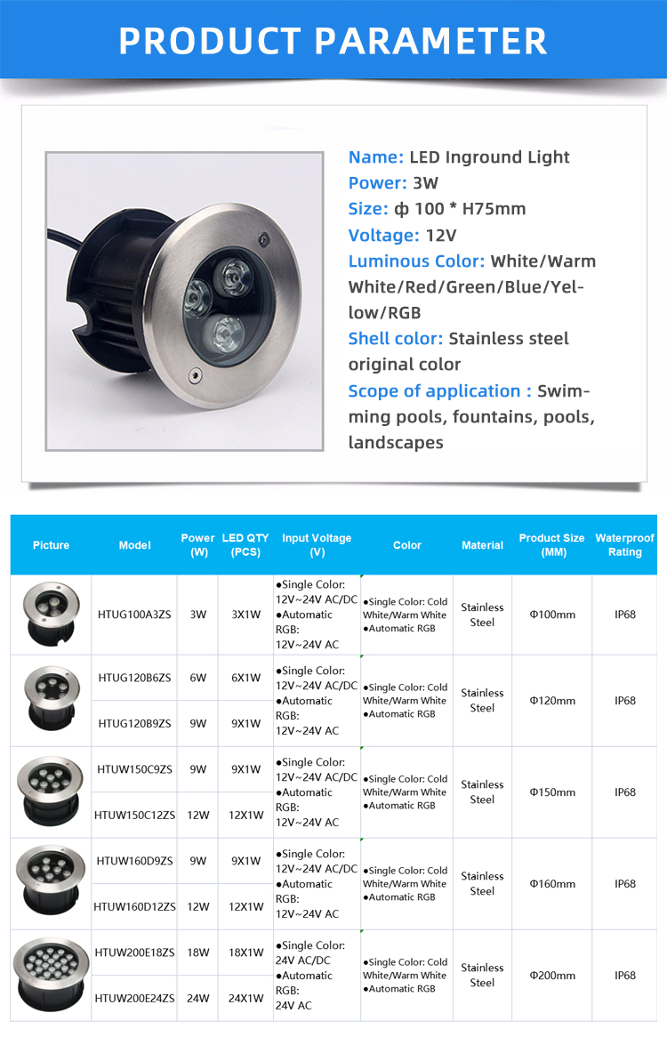 Top Quality IP68 D260mm SS304 LED Underground Light Top Quality IP68 D260mm SS304 LED Underground Light