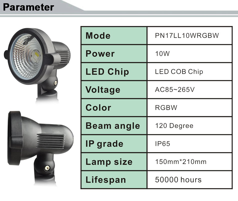  IP65 Waterproof RGB 10W 12V  85~265V LED Garden light 