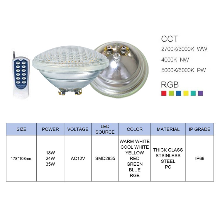 Glass Par56 Led Pool Light Replacement Blub