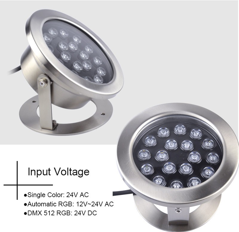 Regular 24W D240mm IP68 Stainless Steel RGB led underwater light