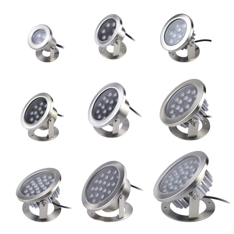 Premium 24W D215mm Stainless Steel RGB led underwater light with raditor